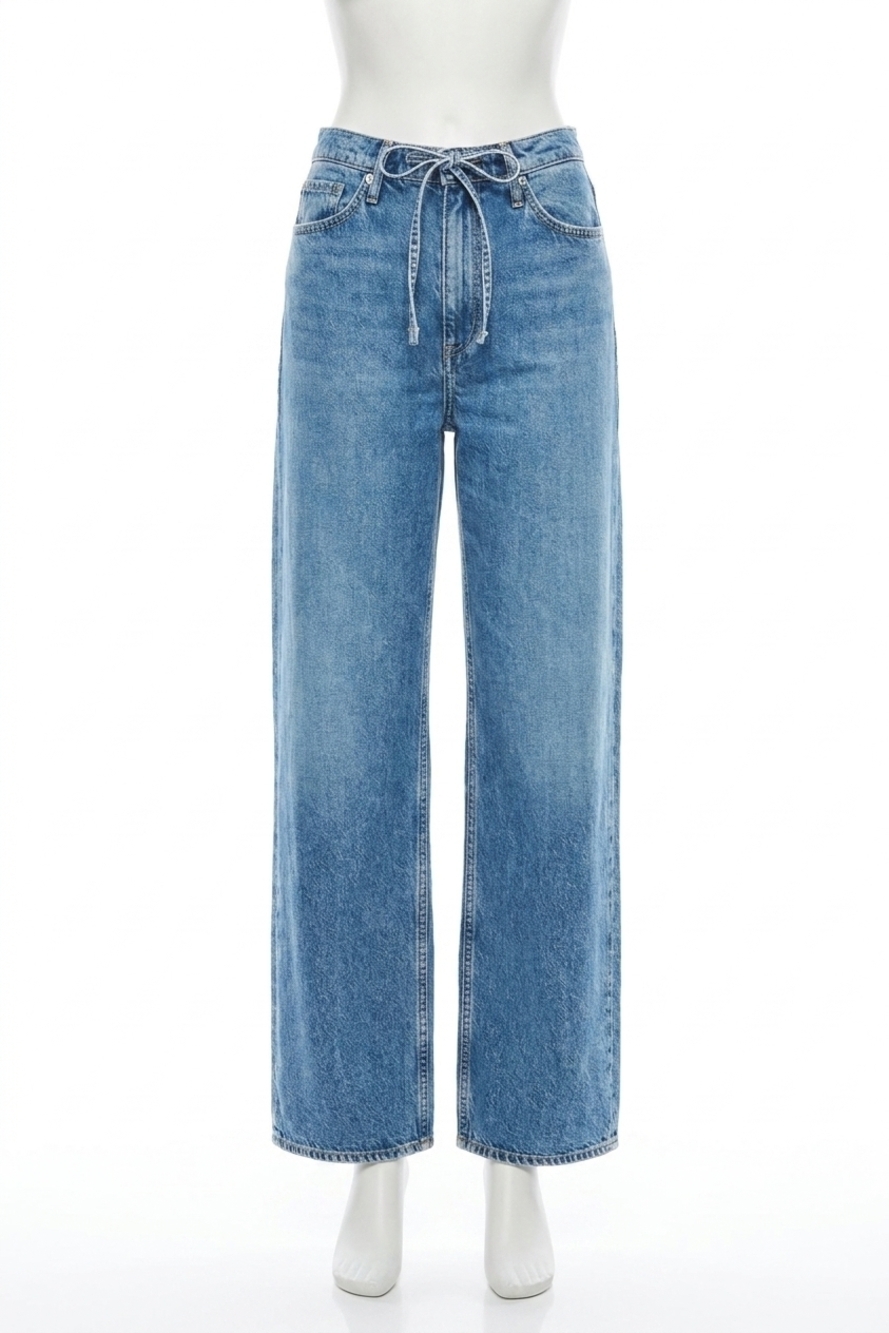 NEW RAG & BONE phoebe drawstring wide jeans in everglade